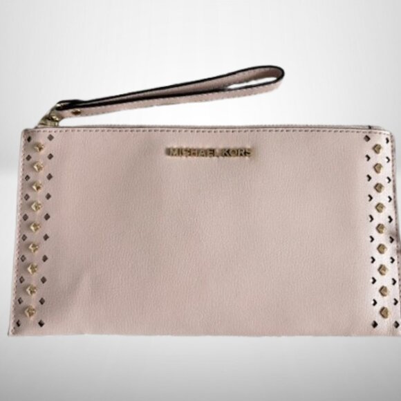 Michael Kors Handbags - Michael Kors Studded Blush Pink Clutch NWOT